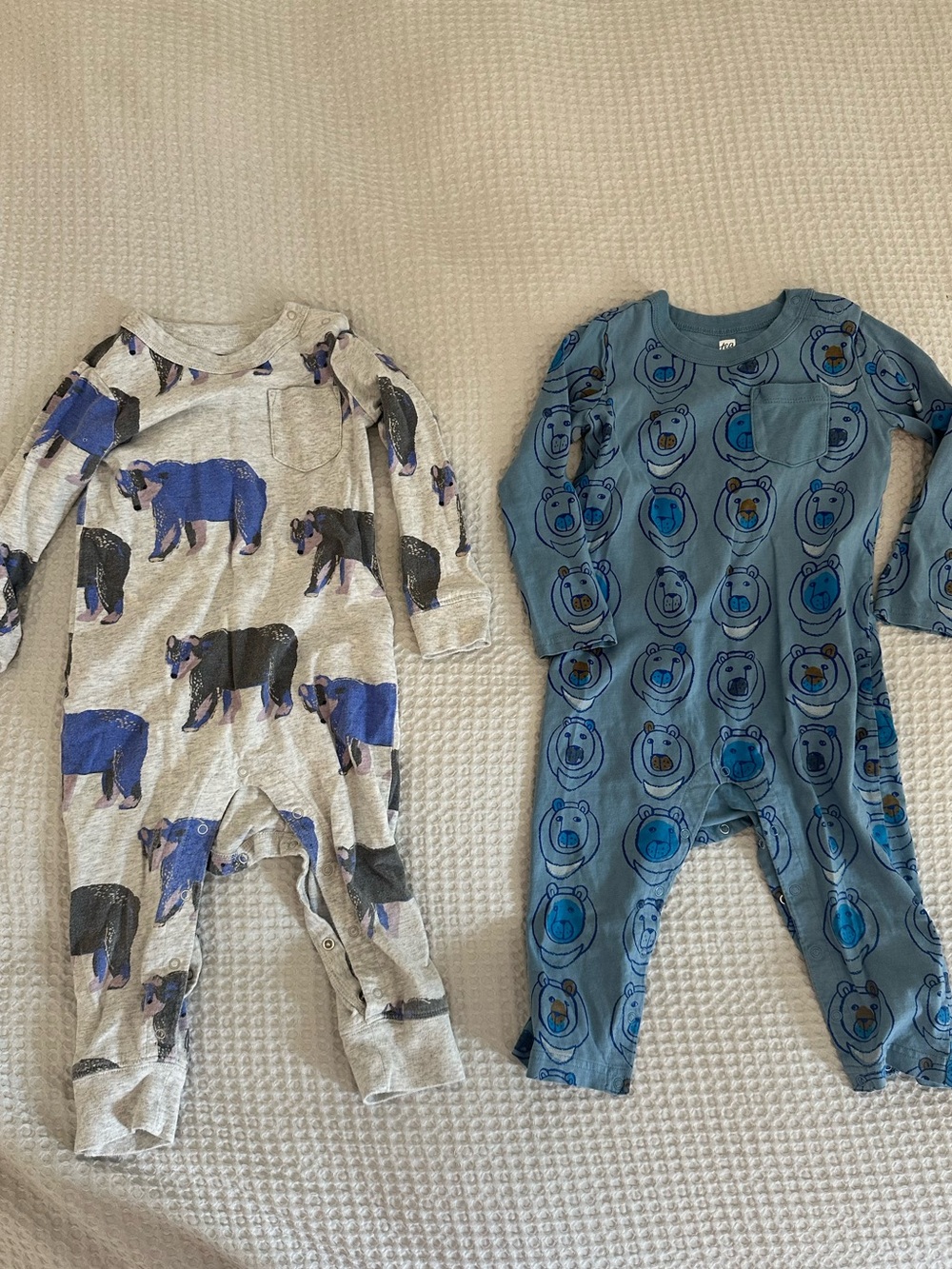 Tea Collection Bear Rompers 18-24 mo